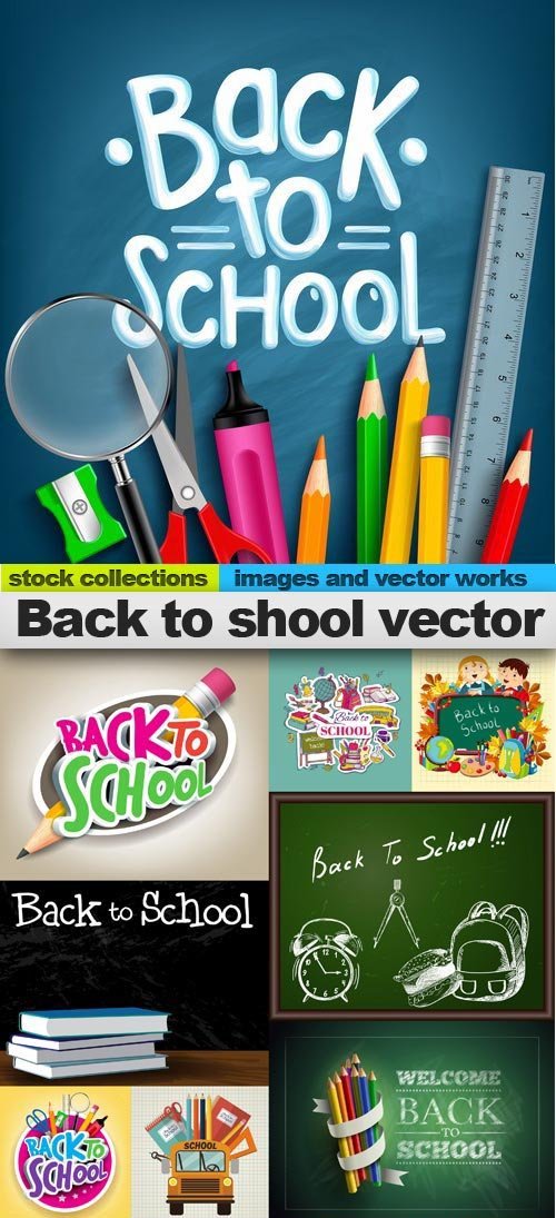 Back to shool vector, 15 x EPS