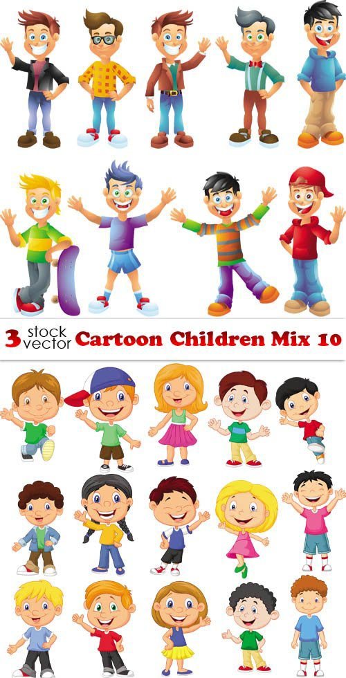 Vectors - Cartoon Children Mix 10