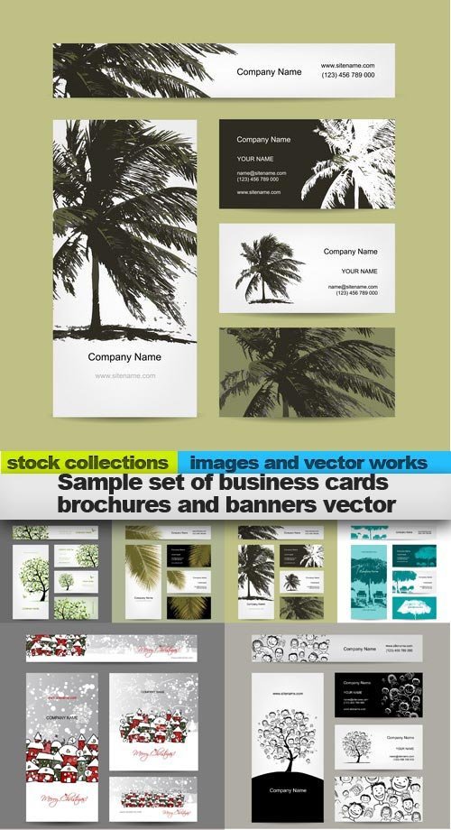 Sample set of business cards brochures and banners vector, 15 x EPS