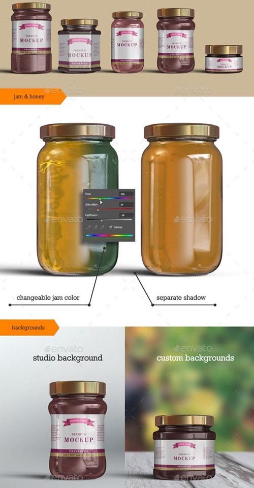 GraphicRiver - 10 Jelly / Jam / Honey Jars Mockup