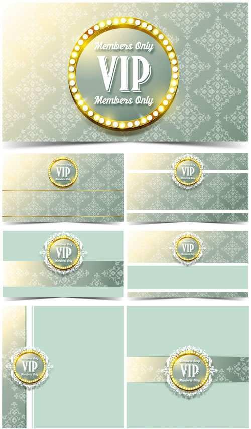 VIP cards and backgrounds vector, gold decor