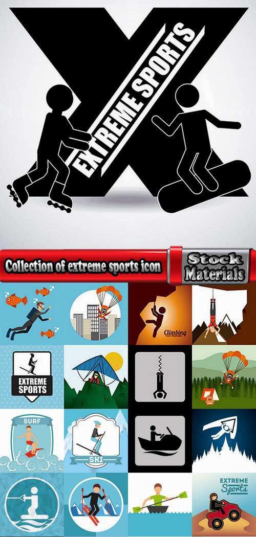 Collection of extreme sports icon flyer banner poster