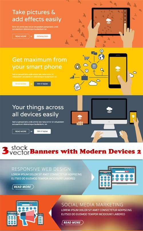 Vectors - Banners with Modern Devices 2