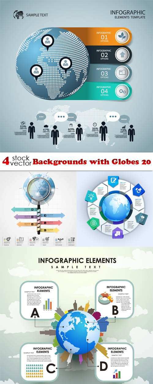 Vectors - Backgrounds with Globes 20