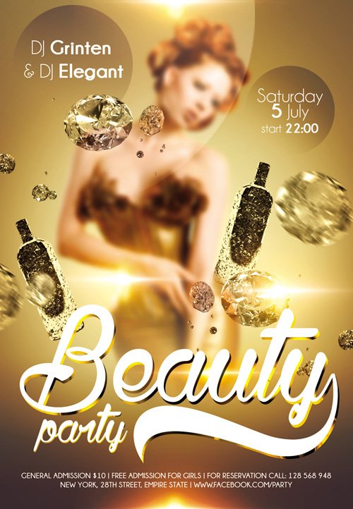Flyer PSD Template - Beauty party + Facebook Cover
