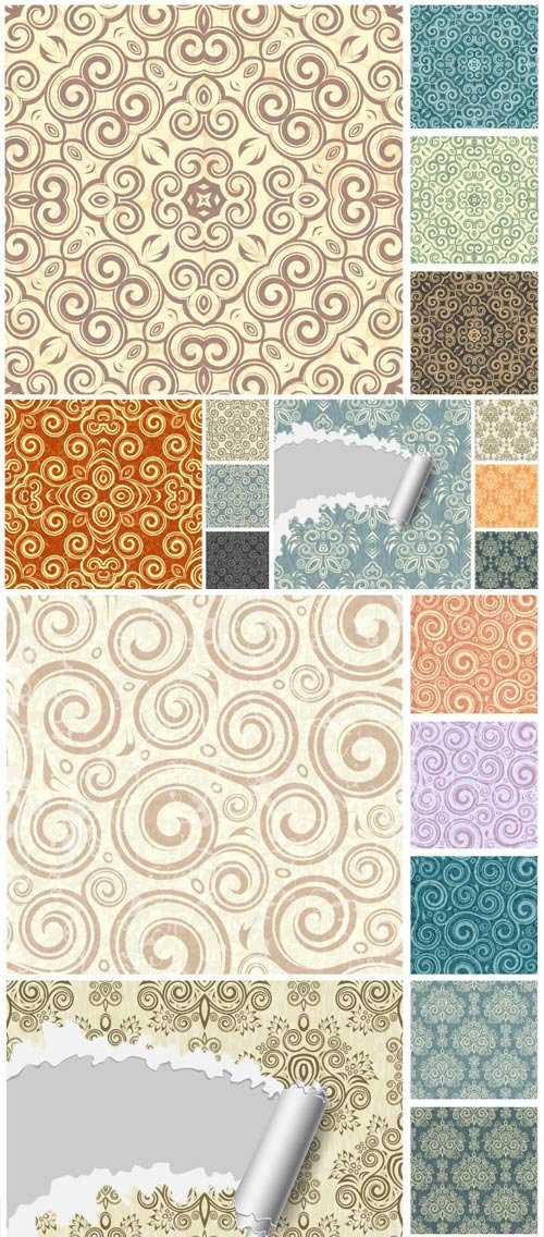Seamless damask backgrounds, vector