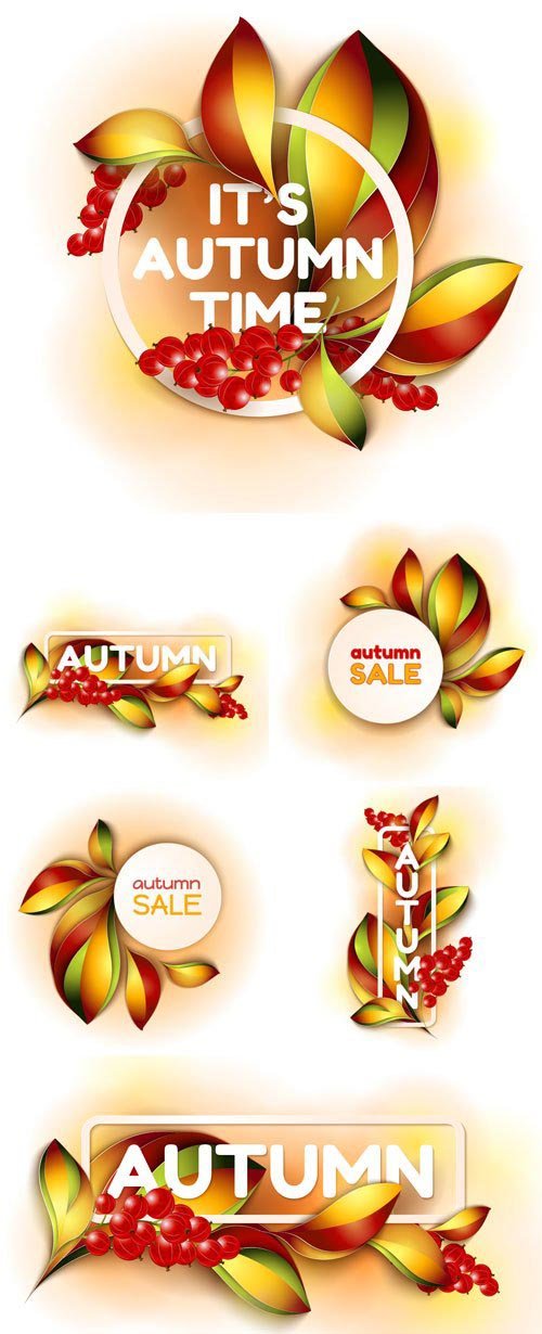 Autumn sale, backgrounds vector