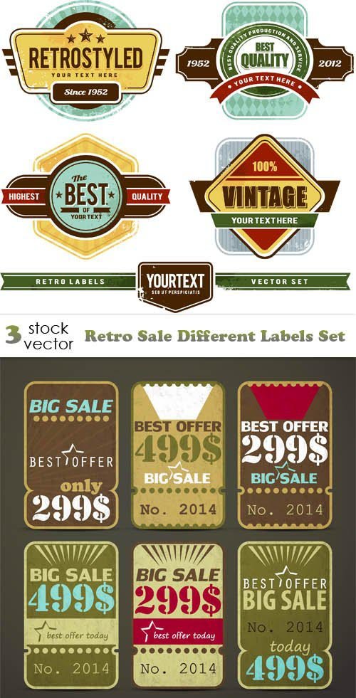 Vectors - Retro Sale Different Labels Set