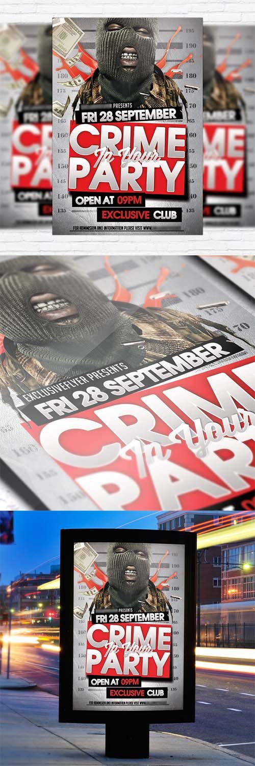 Flyer Template - Crime Party + Facebook Cover