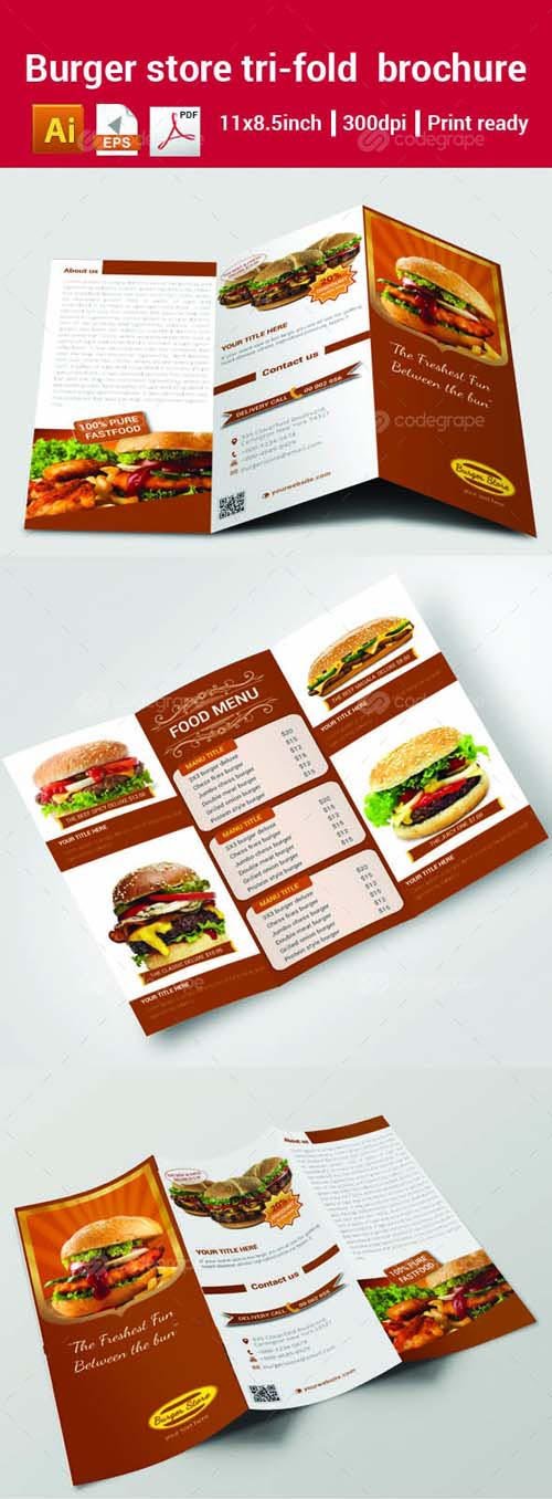 Burger Store Tri-Fold Brochure