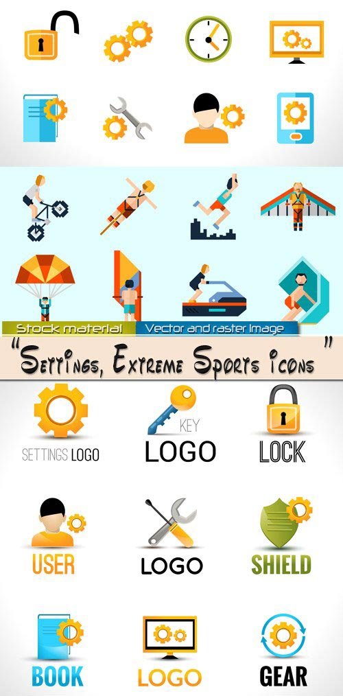 Icons - Security settings and Extreme sport
