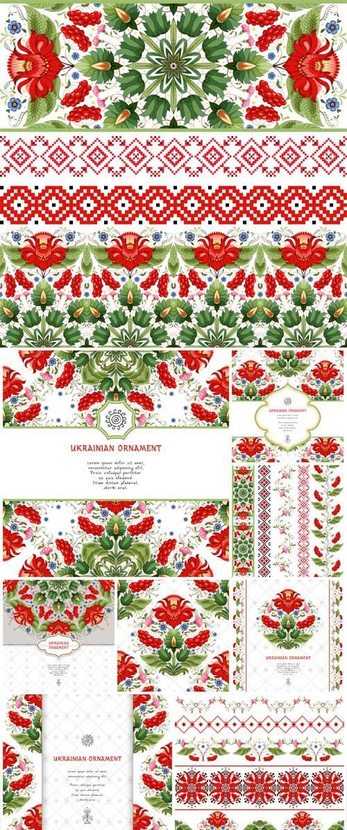 Vector card with floral square ukrainian pattern