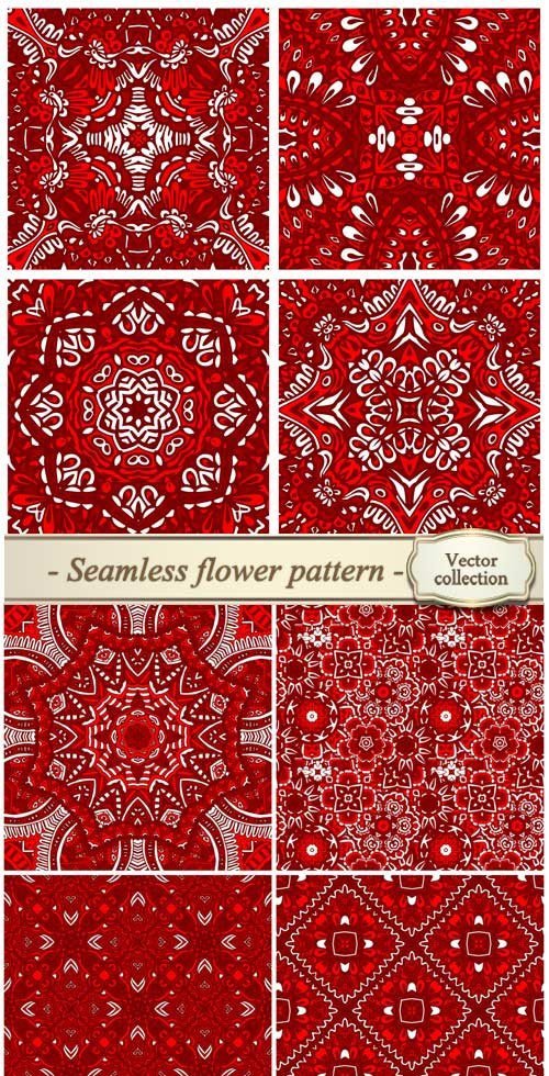 Red ornament background, seamless flower pattern