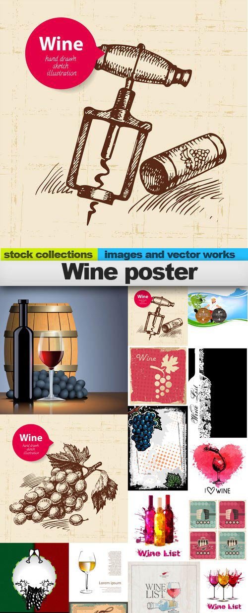 Wine poster,25 x EPS