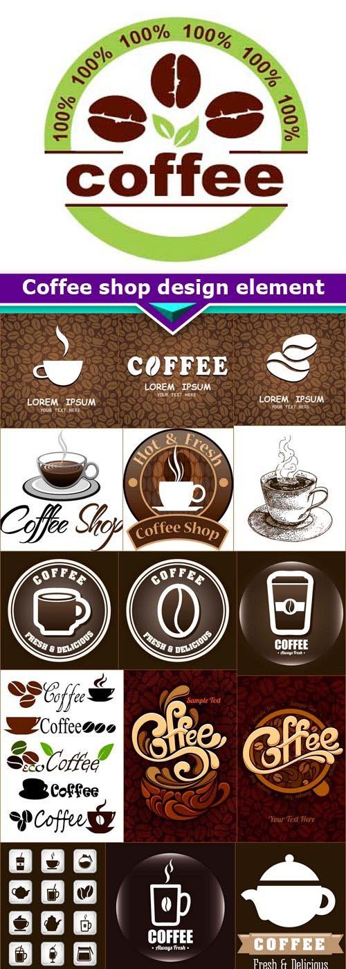 Coffee shop design element 25x EPS
