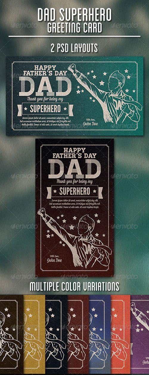 GraphicRiver - Dad Superhero Greeting Card