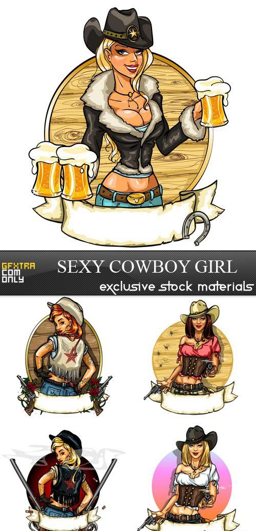 Sexy Cowboy Girl - 5xEPS