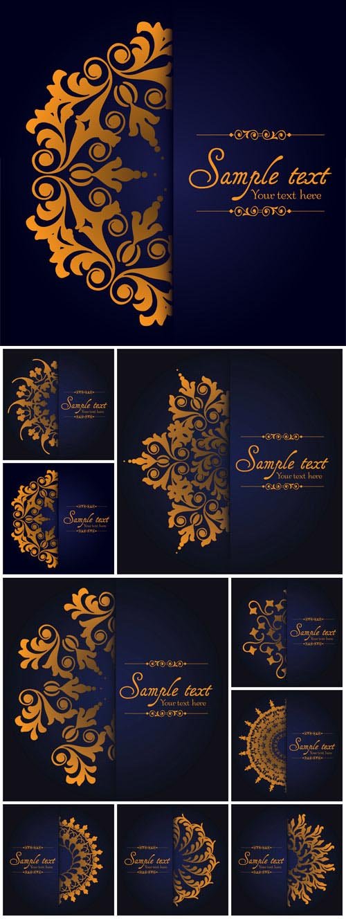 Vintage ornamental template with pattern and decorative frame