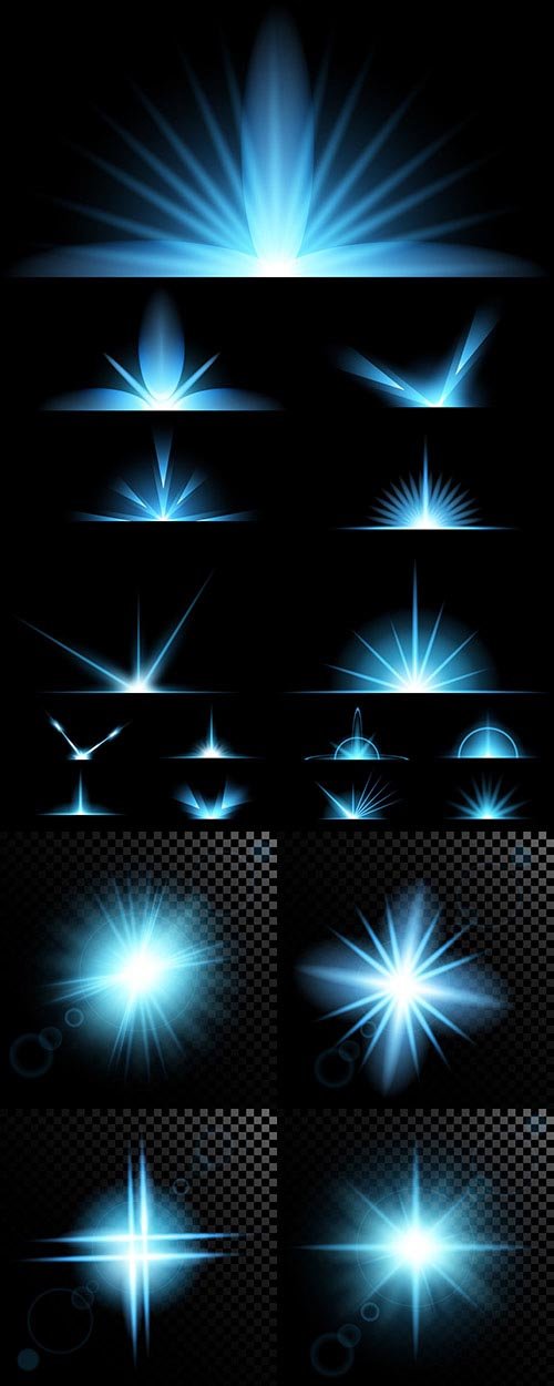 Vector set of glow light effect