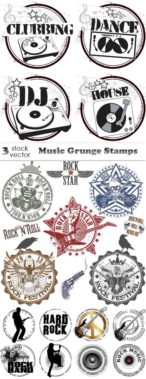 Vectors - Music Grunge Stamps 