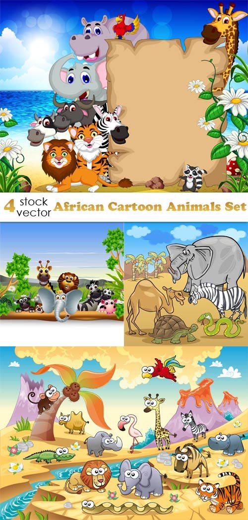 Vectors - African Cartoon Animals Set