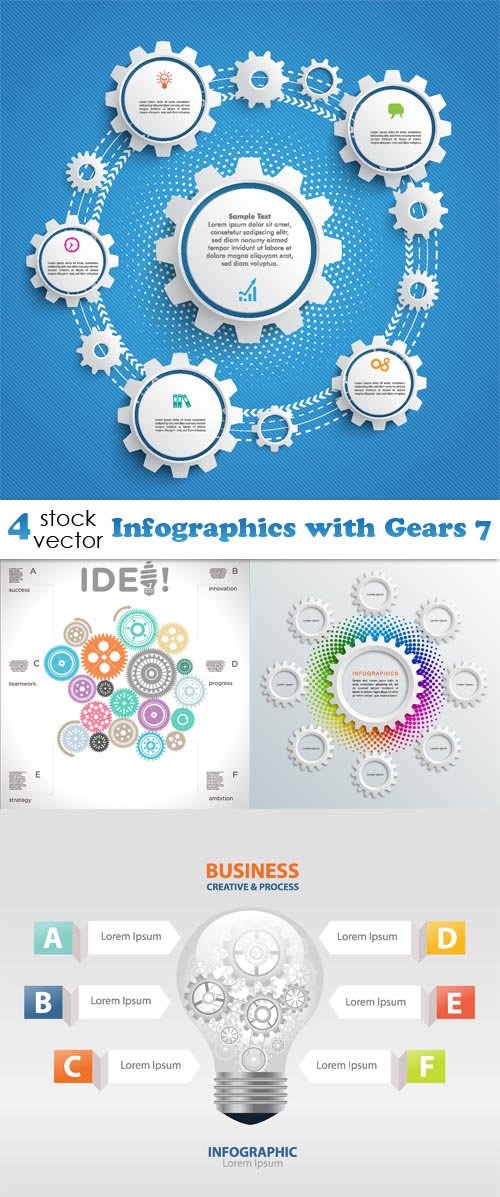 Vectors - Infographics with Gears 7 