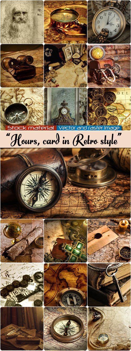 Card, rolls, hours in retro style