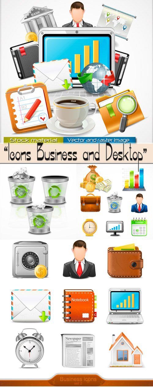 Business and desktop - Collection icons in Vector