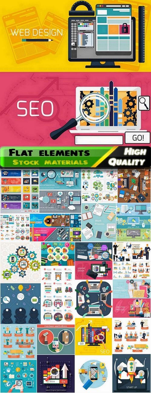 Flat elements for web design with business theme 3 - 25 Eps