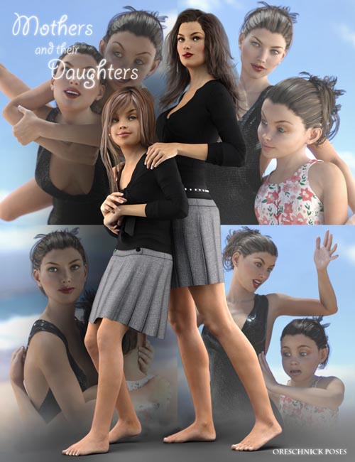 Mothers and their Daughters Poses (converted from G3F) for Genesis 8 Females