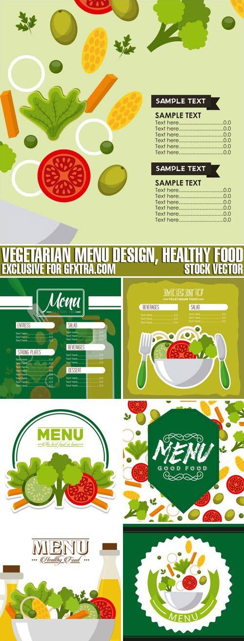 Stock Vectors - vegetarian menu design, healthy food