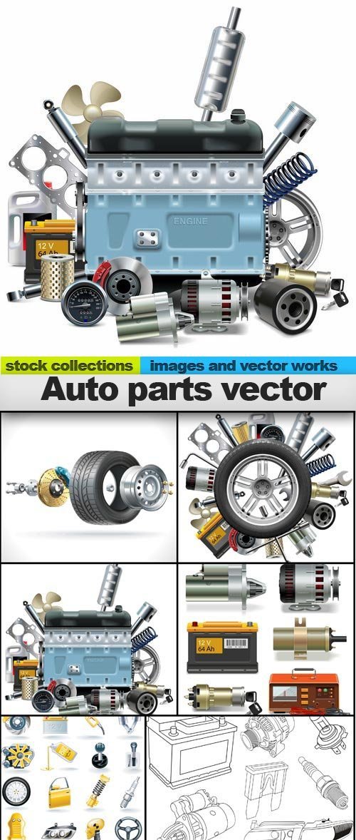 Auto parts vector, 10 xEPS