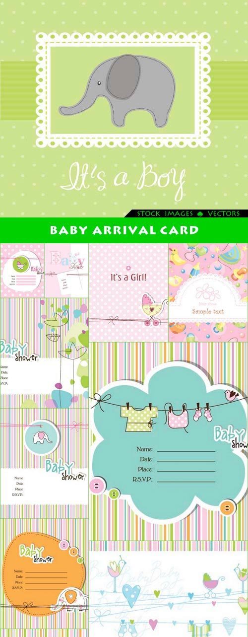 Baby arrival card 11x EPS