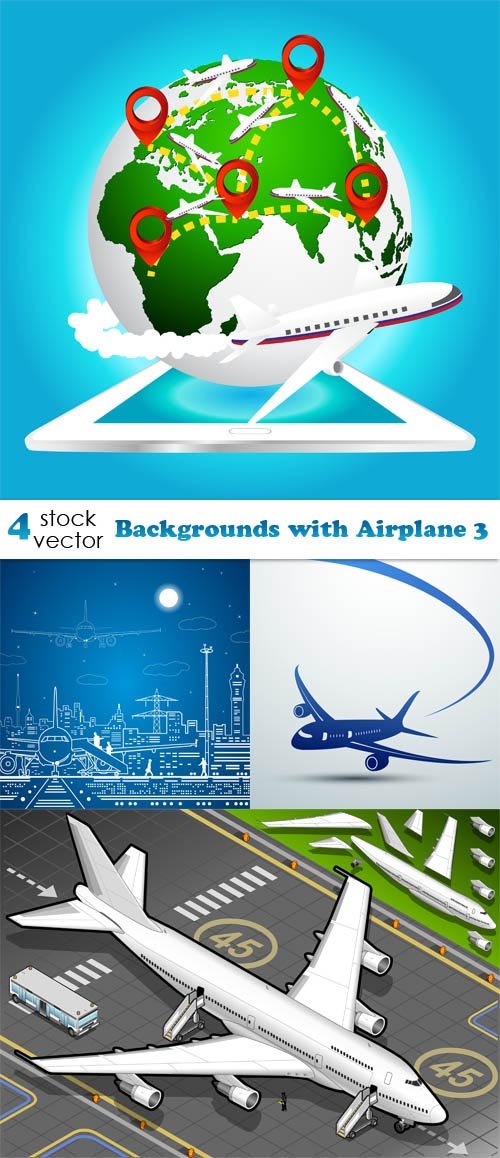 Vectors - Backgrounds with Airplane 3 