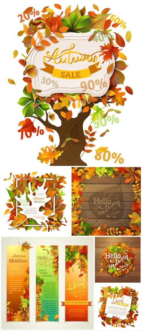 Hello autumn, vector backgrounds