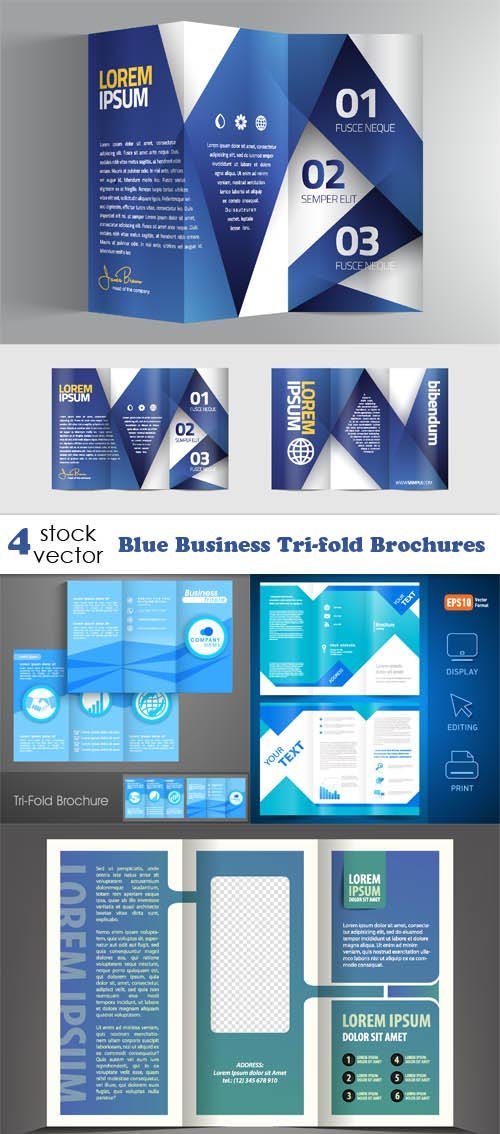 Vectors - Blue Business Tri-fold Brochures