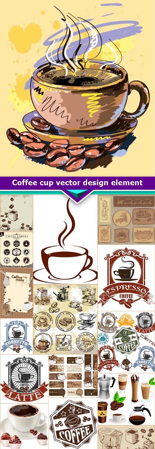 Coffee cup vector design element 22x EPS