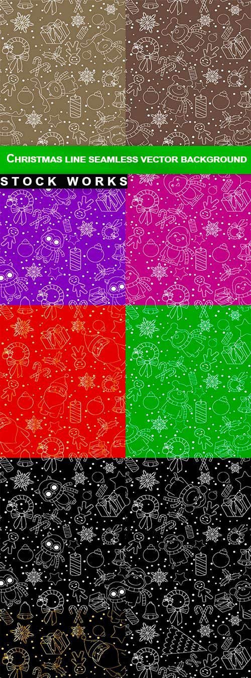 Christmas line icons seamless vector background - 12 EPS