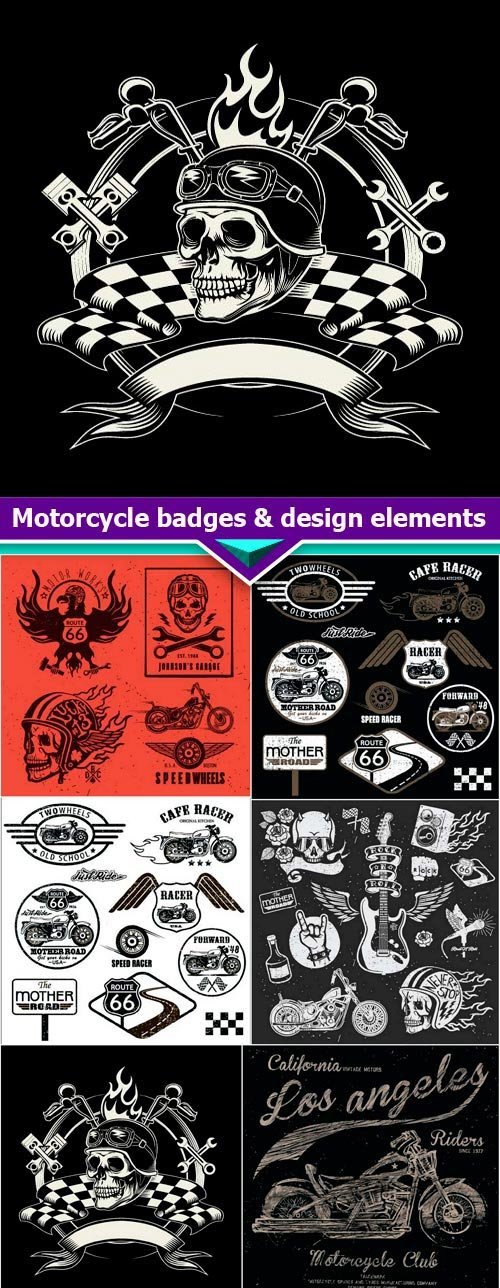 Motorcycle badges & design elements 11X EPS