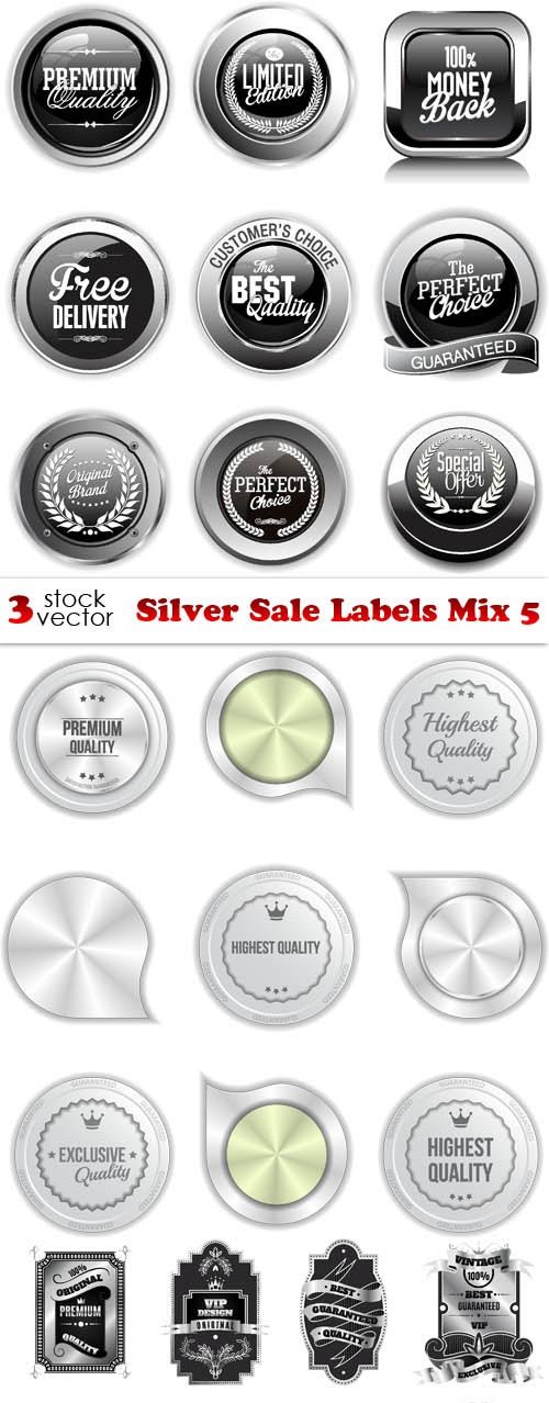 Vectors - Silver Sale Labels Mix 5