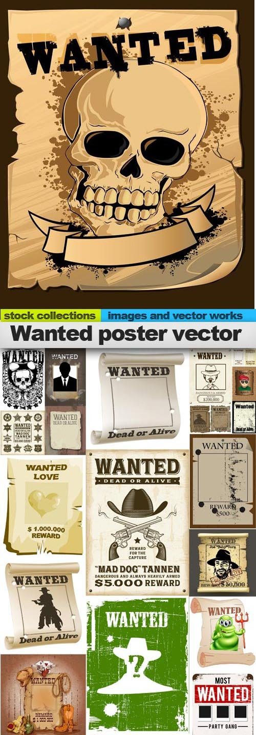 Wanted poster vector,25 x EPS