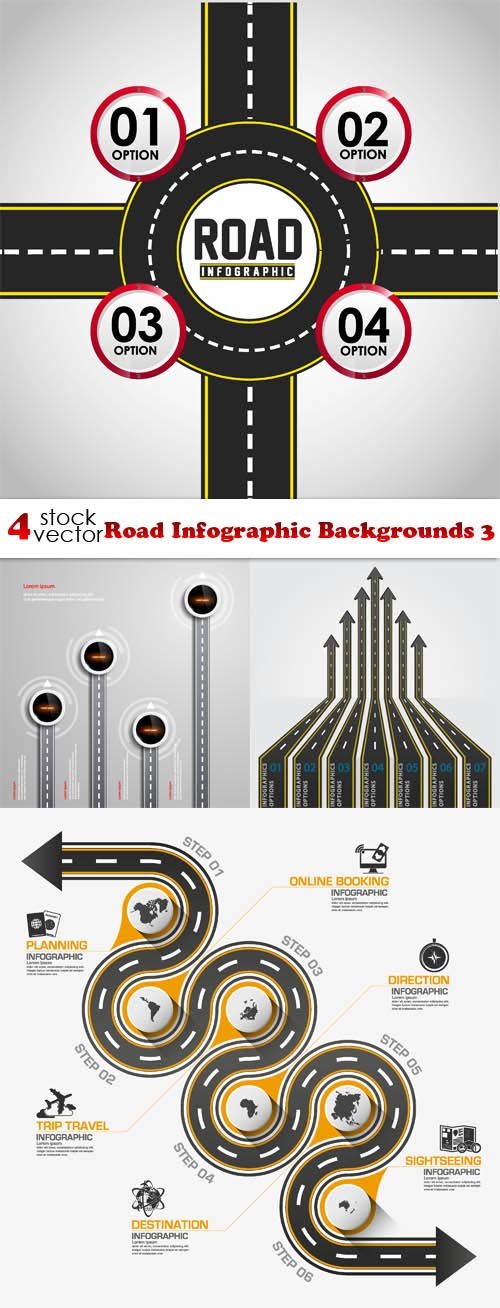Vectors - Road Infographic Backgrounds 3 