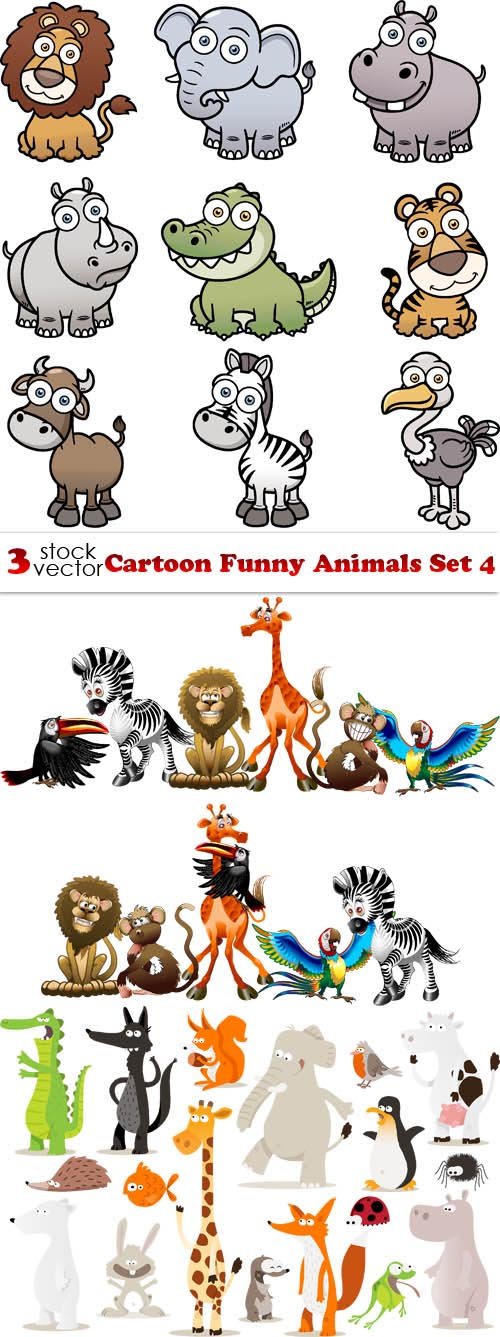Vectors - Cartoon Funny Animals Set 4