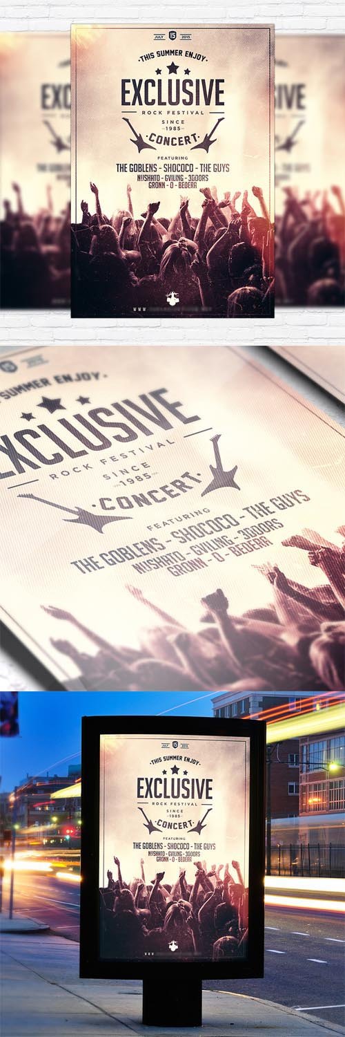 Flyer Template - Rock Concert + Facebook Cover