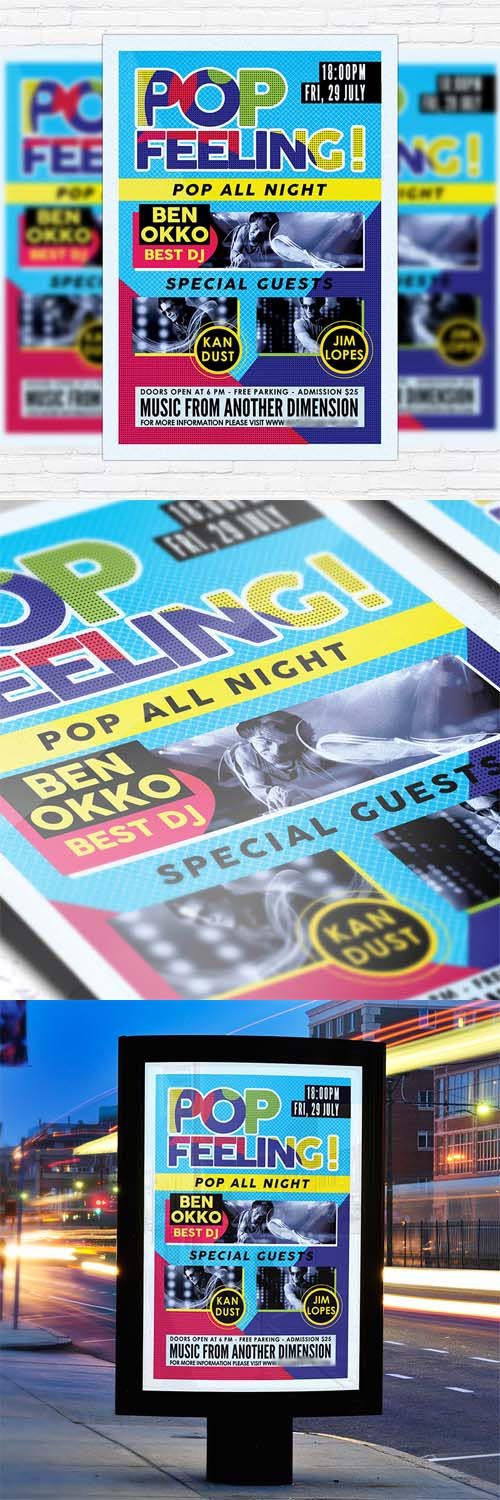 Flyer Template - Pop Feeling Music Party + Facebook Cover