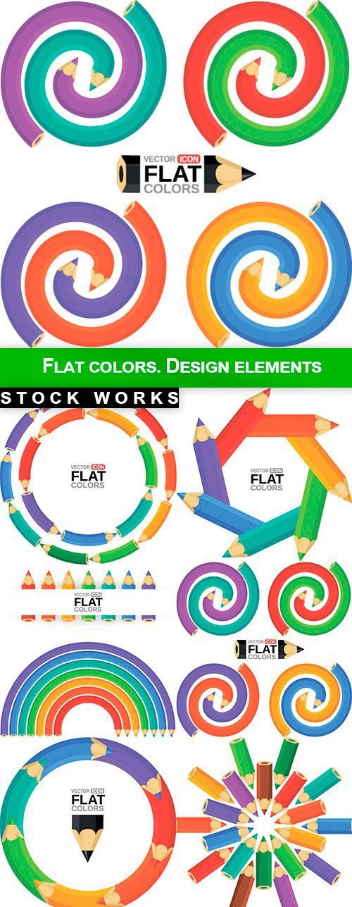Flat colors. Design elements - 12 EPS