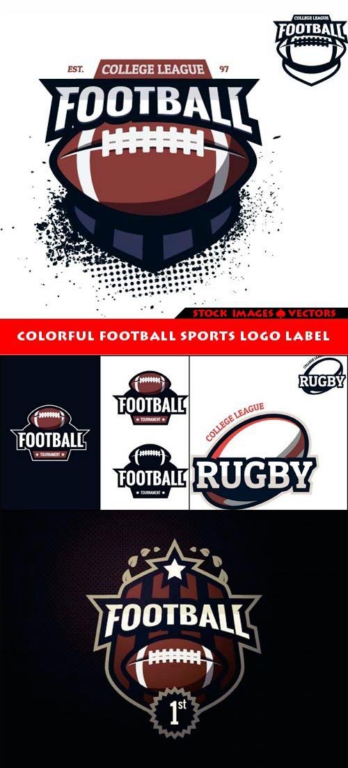Colorful football sports logo label 7x EPS