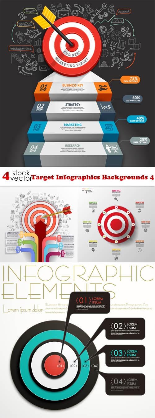 Vectors - Target Infographics Backgrounds 4