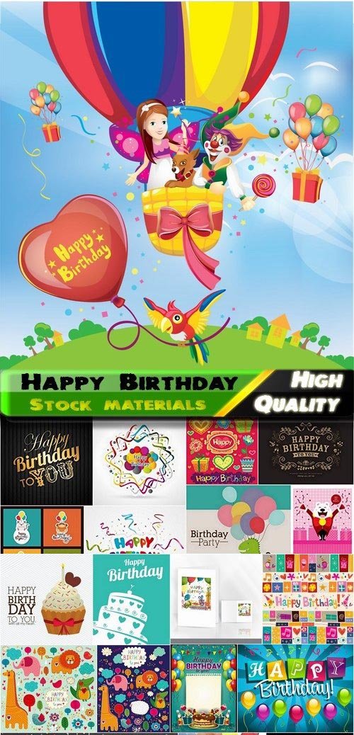 Happy Birthday Template Design in vector from stock #7 - 25 Eps