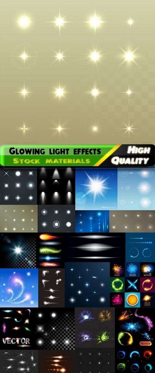 Glowing light effects in vector from stock - 25 Eps